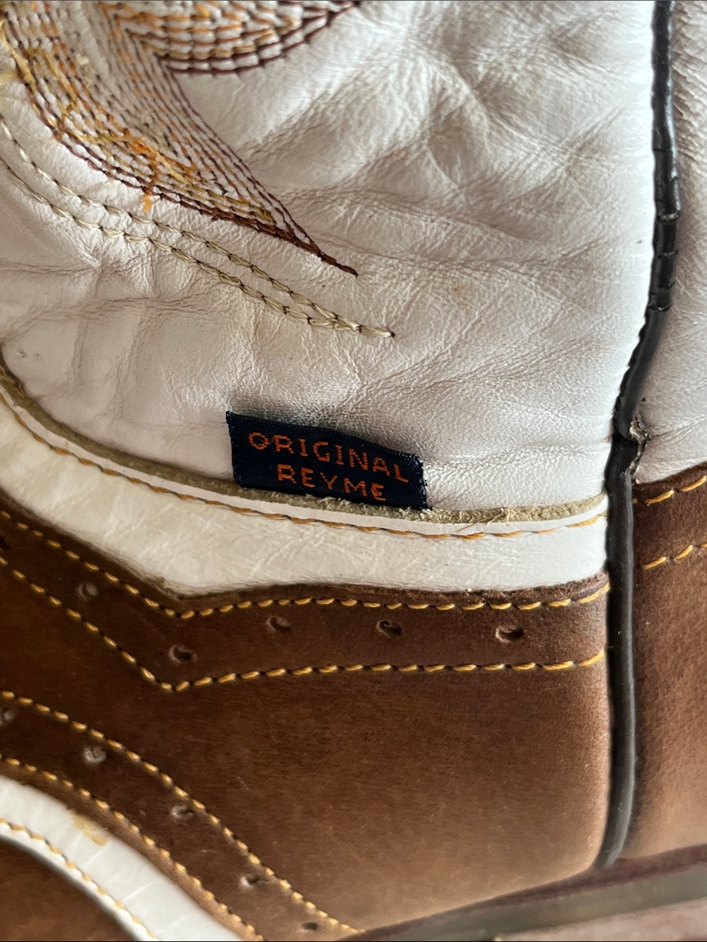 Reyme Brown and White Men’s Western Cowboy Boots - Picture 7 of 16